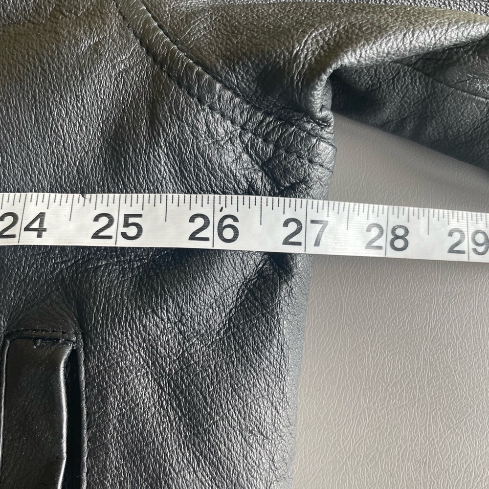 Cougar Leather Jacket Vintage Zip Up & Snap 4 Outside Pockets Lined Black Large - Picture 12 of 13